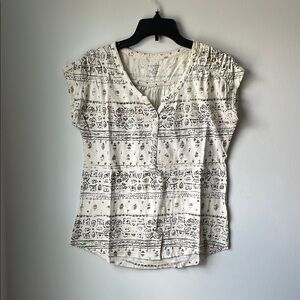 Sonoma Black and White Smocked Blouse